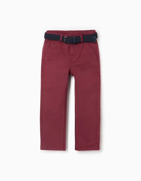 Garçon-Pantalon chino slim en sergé avec ceinture