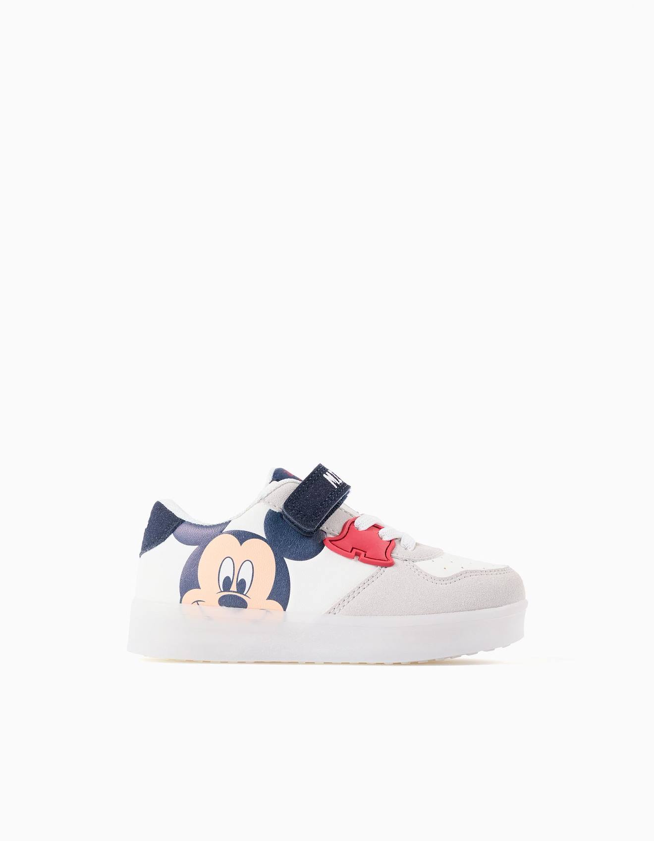 Baskets Bi-matire Lumineuses Avec Mickey Blanc 35 €