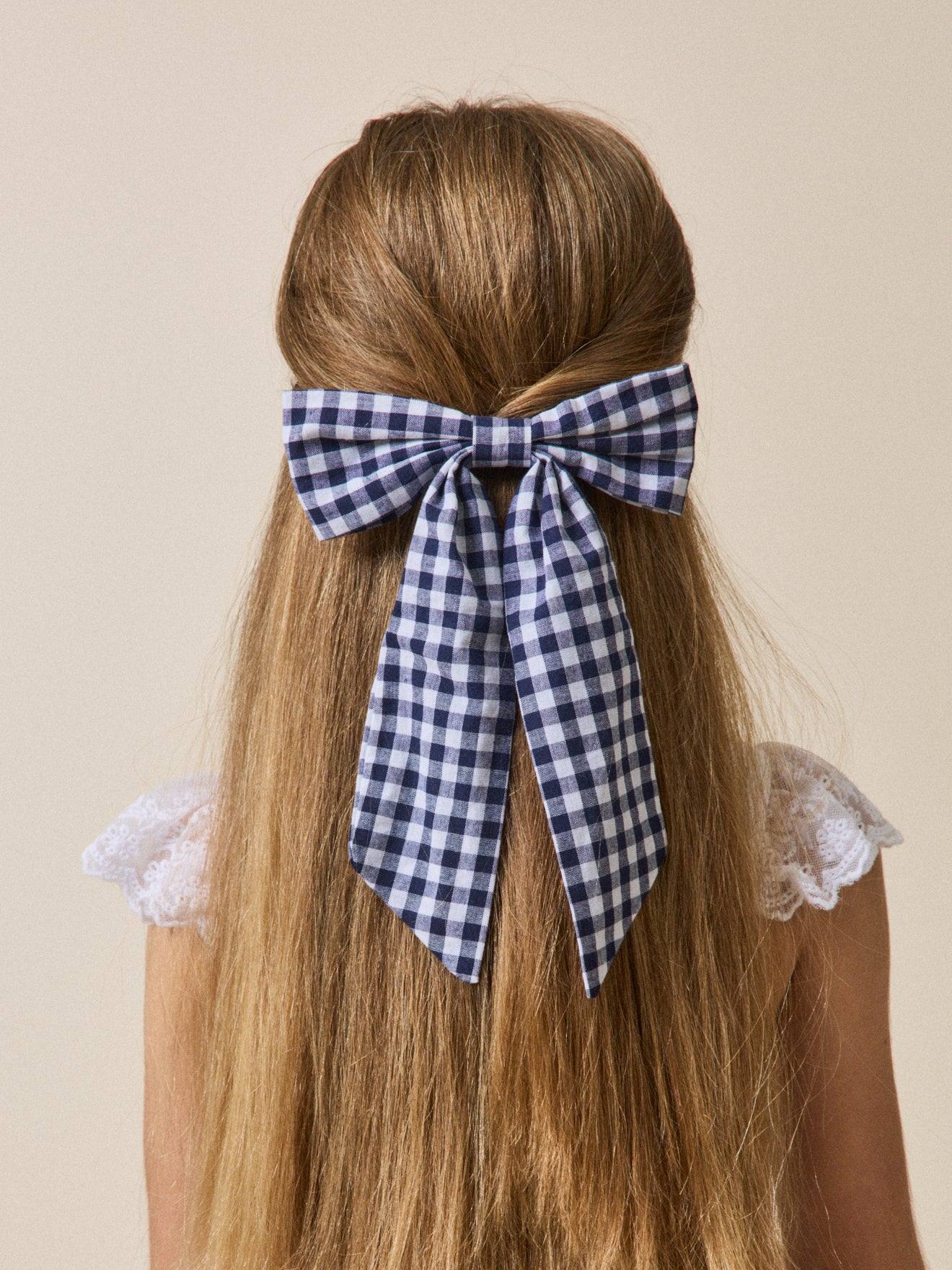 Barrette Fille Grand Noeud Vichy Vichy Marine 10 €