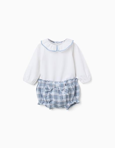 Bébé-Body en coton + bloomer à carreaux b&s