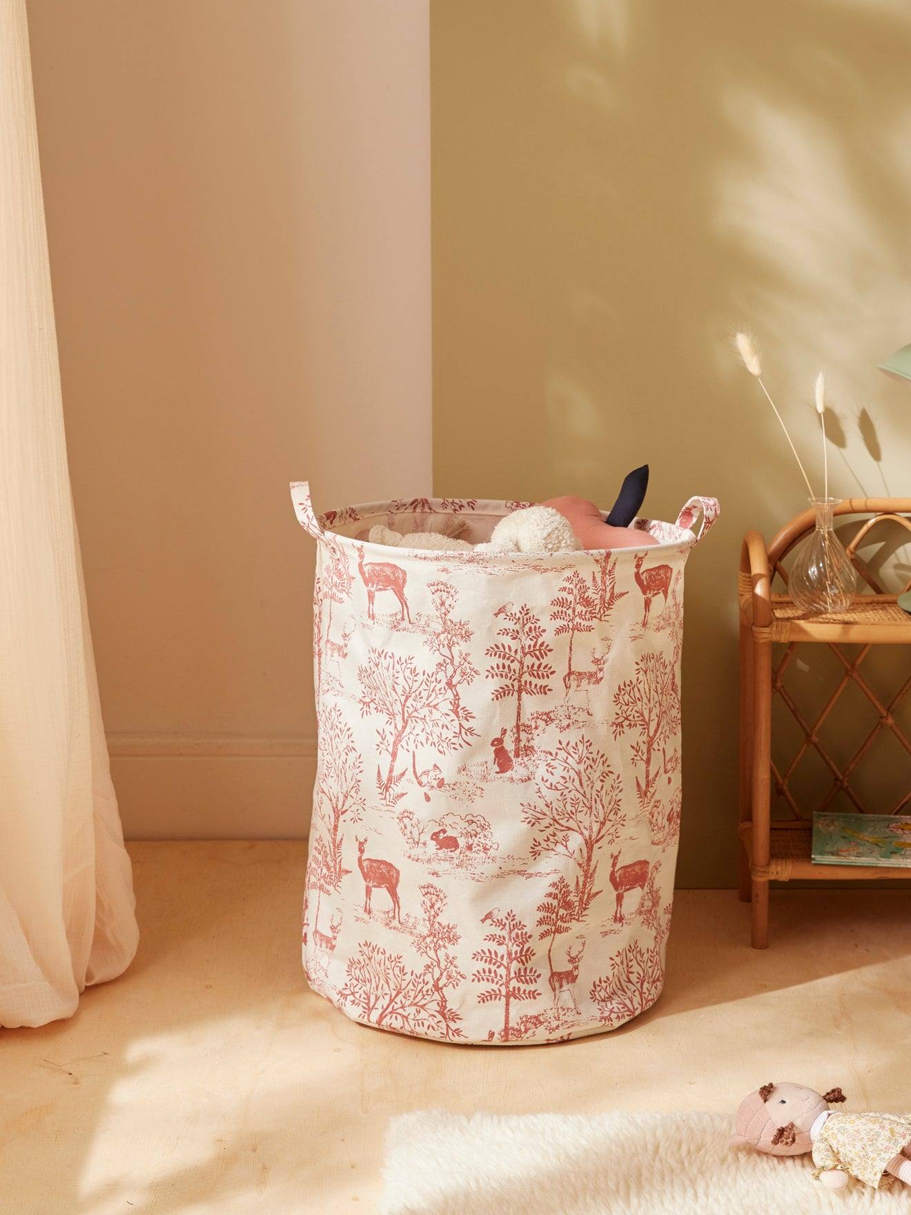 Bac De Rangement Rond Esprit Toile De Jouy Rose (Cyrillus) - Couverture