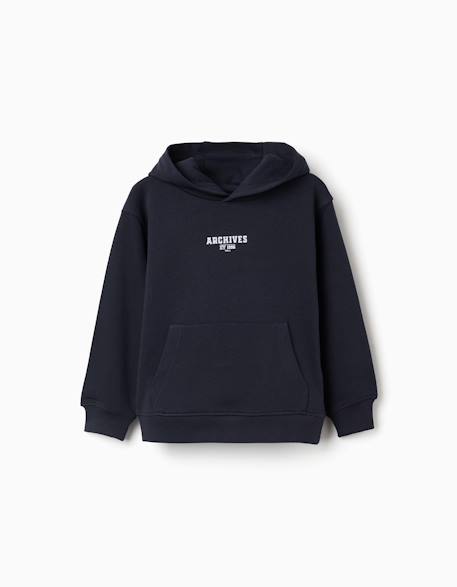 Sweat à capuche avec imprimé et poche à l'avant  - vertbaudet enfant