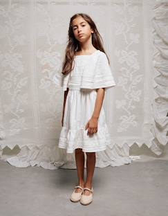 -Robe en coton à manches cape et ceinture