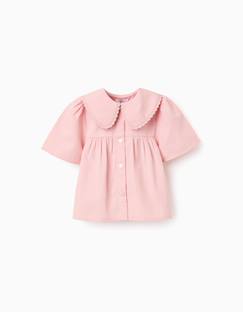 Bébé-Chemise, blouse-Chemisier en popeline à manches courtes et col maxi