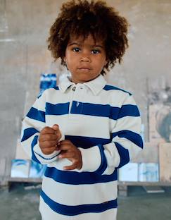 Sweat en coton rayé avec col polo  - vertbaudet enfant