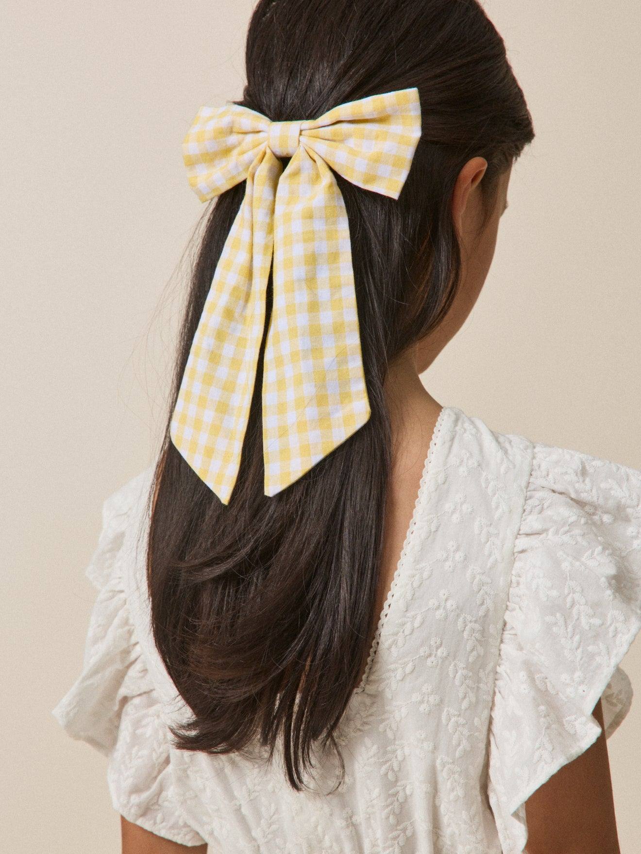 Barrette Fille Grand Noeud Vichy Vichy Jaune 10 €