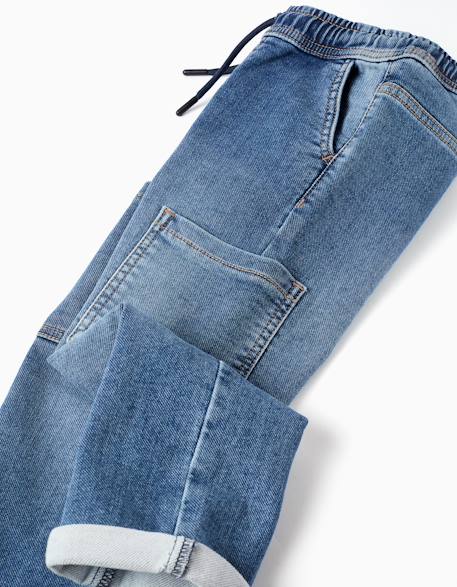 Jean à coupe droite avec poches cargo Bleu 4 - vertbaudet enfant 