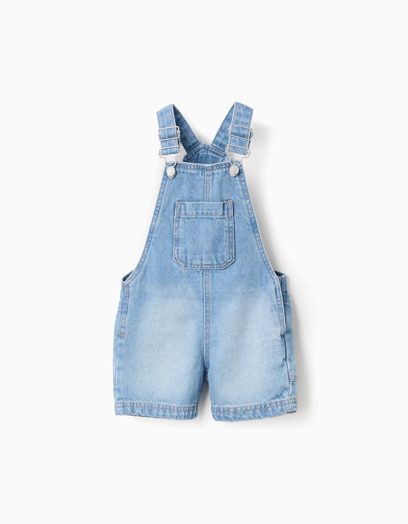 Combinaison Courte En Jean Avec Poche Bleu Clair