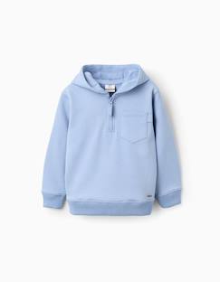Sweat en coton à col zippé et capuche  - vertbaudet enfant