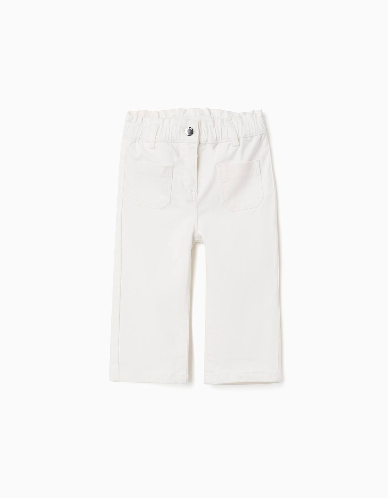 Pantalon En Serg Jambe Large Et Taille Paperbag Blanc 17$