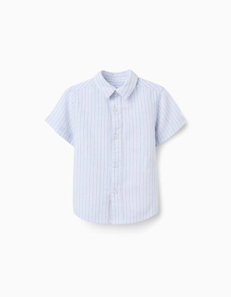 Bébé-Chemise en coton à manches courtes et rayures