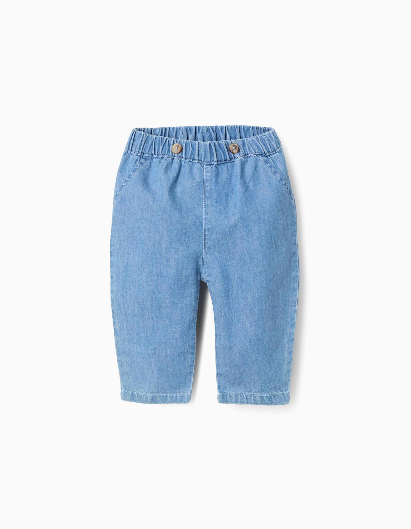 Jean En Coton Avec Taille lastique Bleu 17$