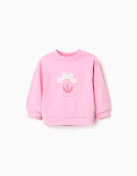 Bébé-Pull, gilet, sweat-Sweat en coton avec imprimé floral à l'avant