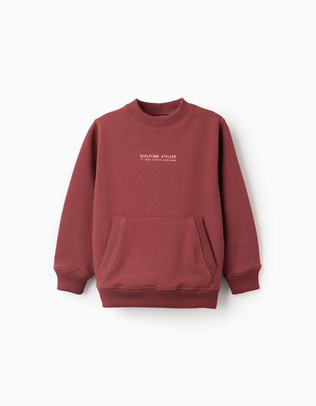 Garçon-Sweat en coton avec imprimé en relief et poche