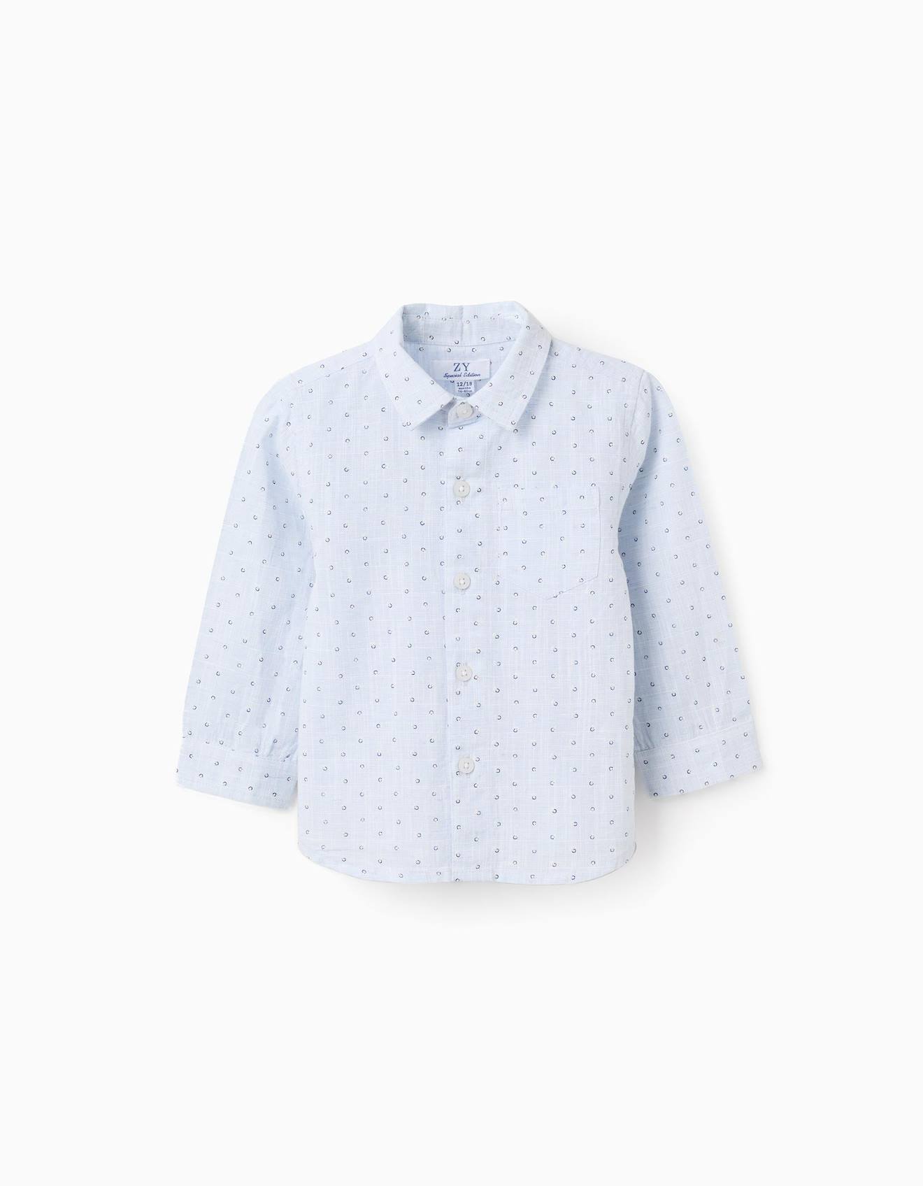 Chemise En Coton Et Lin Motif Cercles Bleu Clair 17 €