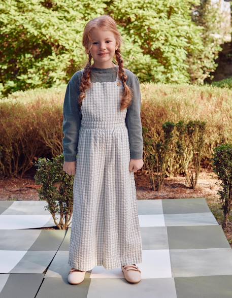 Fille-Salopette, combinaison-Combinaison en coton à motif vichy b&s