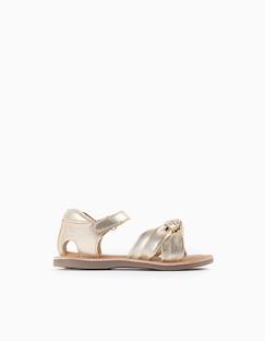 Chaussures-Chaussures bébé 17-26-Marche fille 19-26-Sandales en cuir avec nœud décoratif