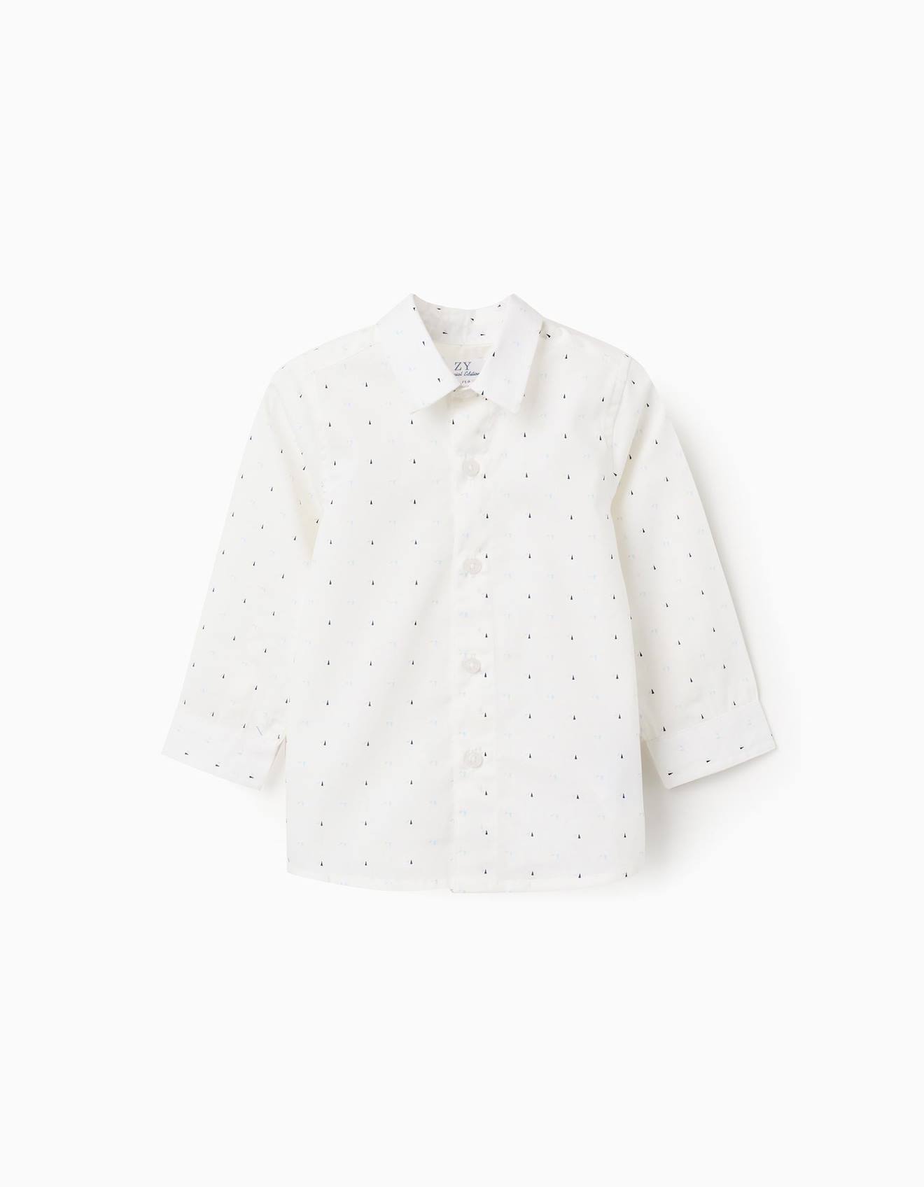 Chemise En Popeline À Manches Longues Et Motif Blanc
