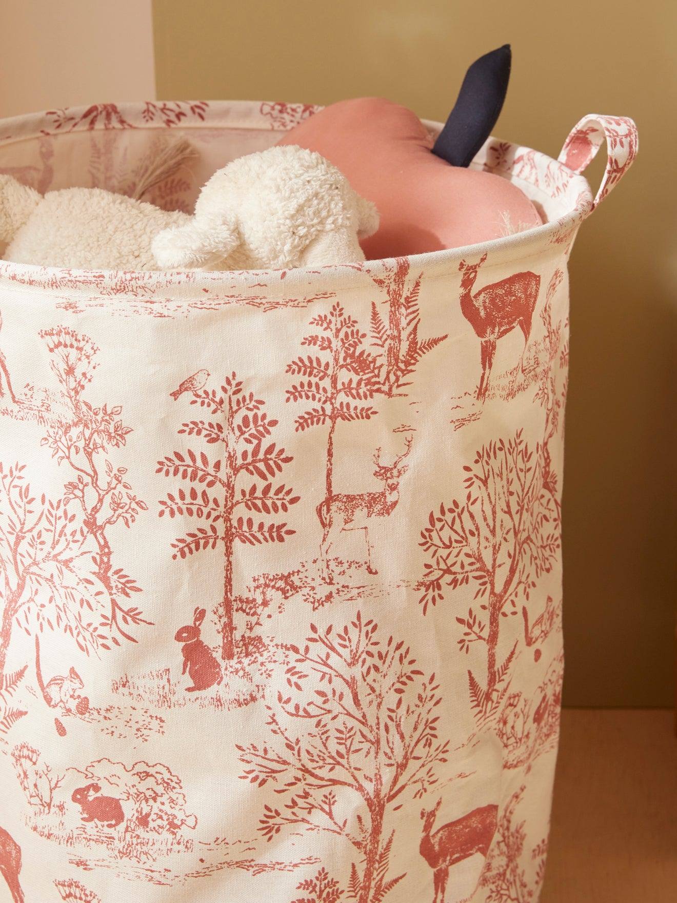 Bac De Rangement Rond Esprit Toile De Jouy Rose (Cyrillus) - Image 1