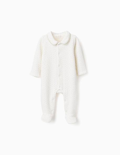 Bébé-Grenouillère avec doublure en peluche douce et pois