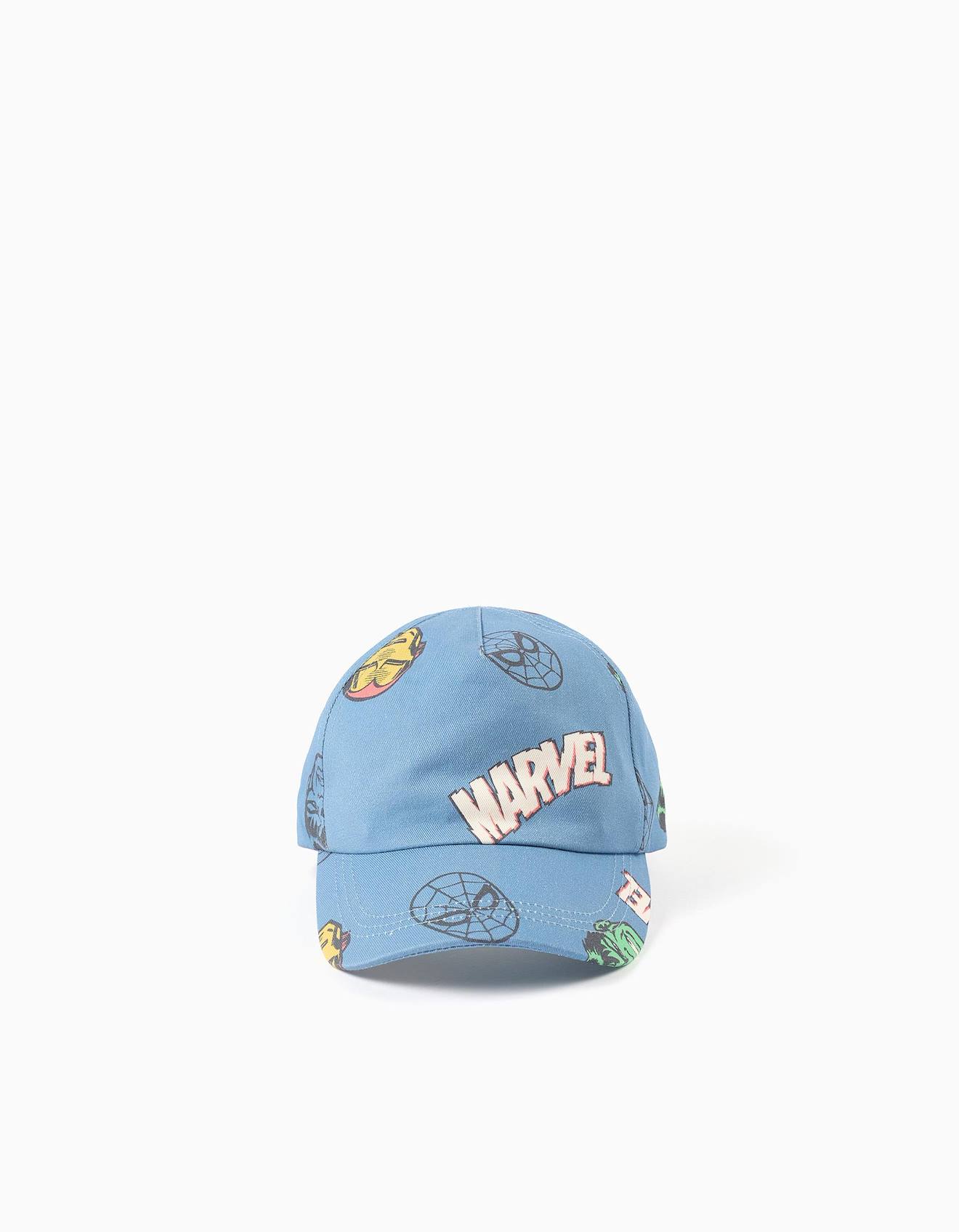 Casquette en coton sergé avec imprimés marvel bleu