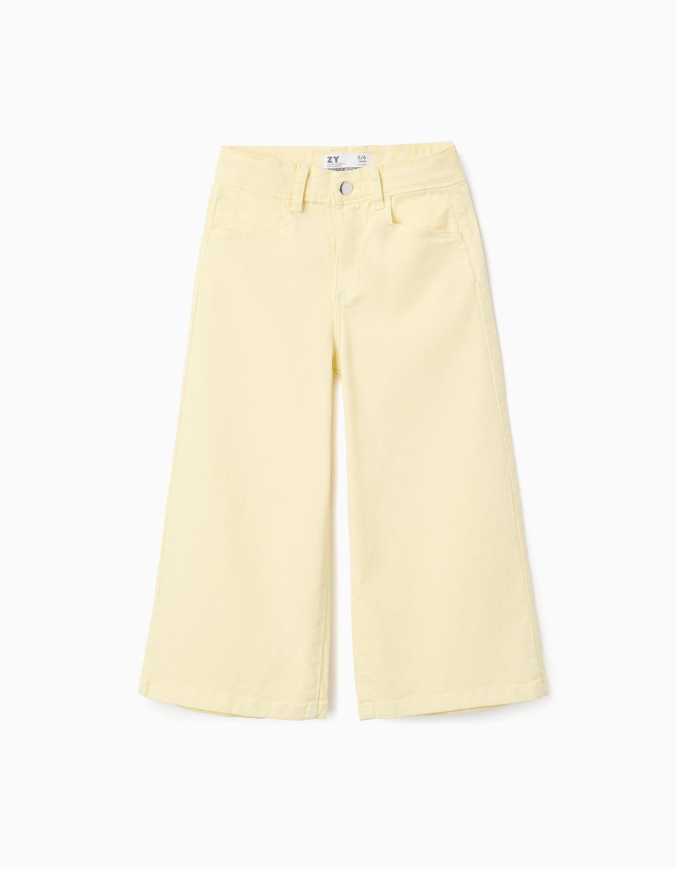 Pantalon En Serg De Coton Jambe Large Jaune Clair 17 €