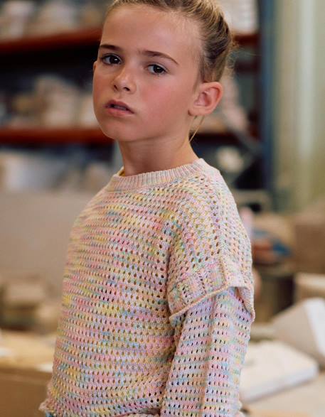 Pull en maille de coton à volants  - vertbaudet enfant