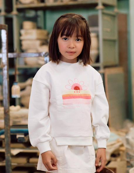 Fille-Sweat en coton avec imprimé floral à l'avant
