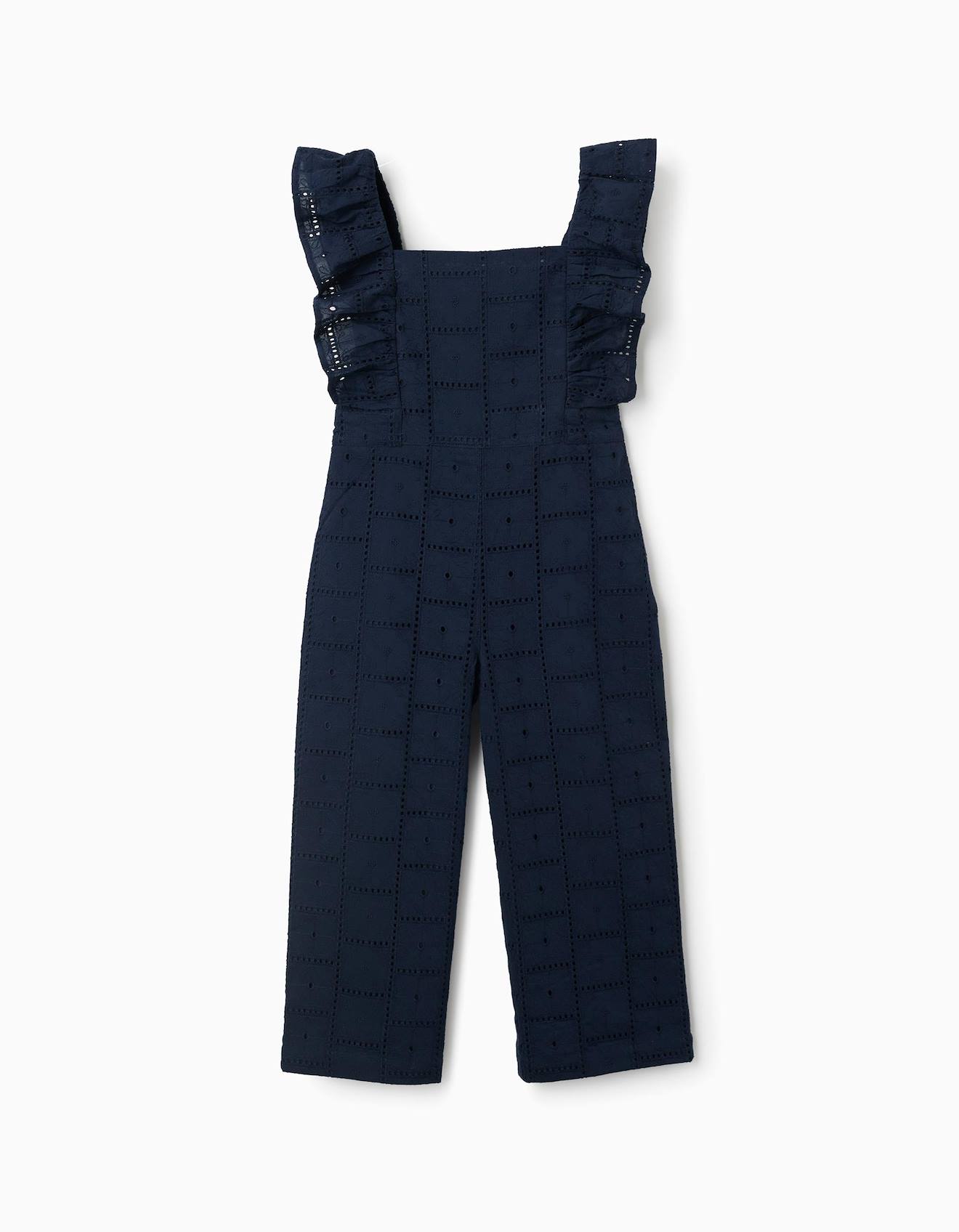 Combinaison En Coton Broderie Anglaise Et Volants Bleu Fonc 27 €