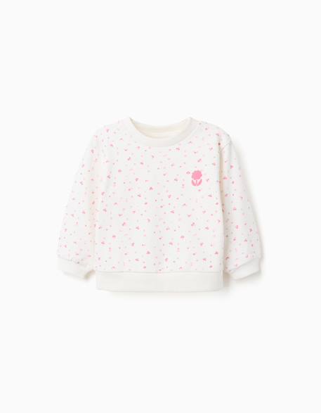 Bébé-Pull, gilet, sweat-Sweat en coton à motif floral