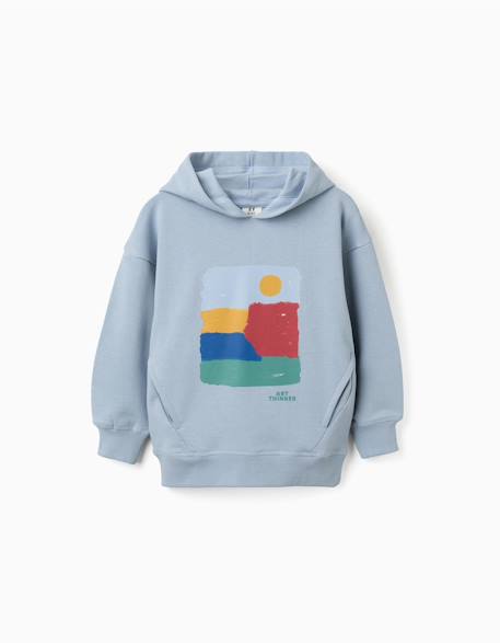Garçon-Pull, gilet, sweat-Sweat-Sweat en coton à capuche et imprimé art thinker