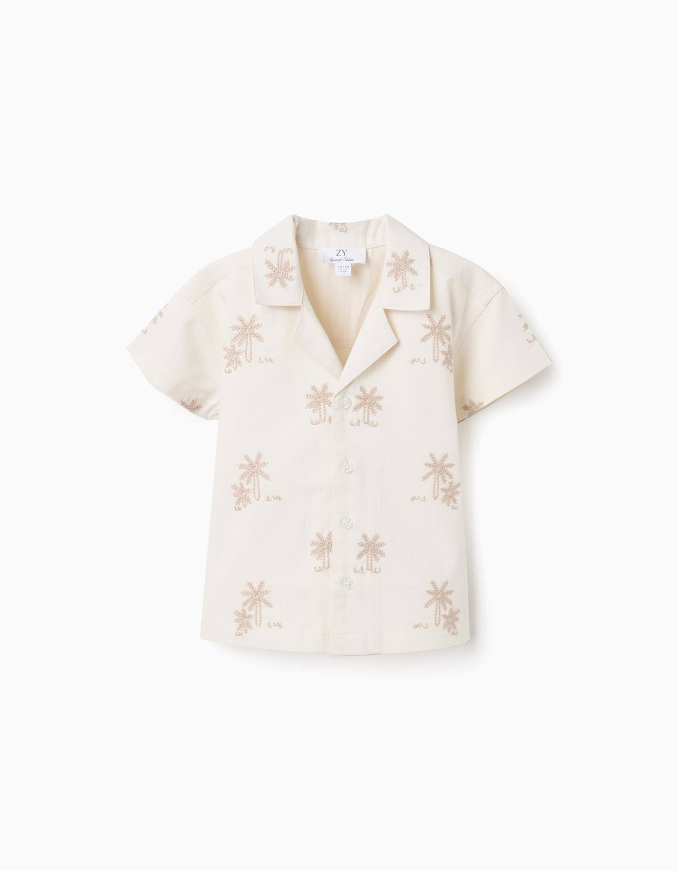 Chemise En Coton Avec Palmiers Brodés Blanc
