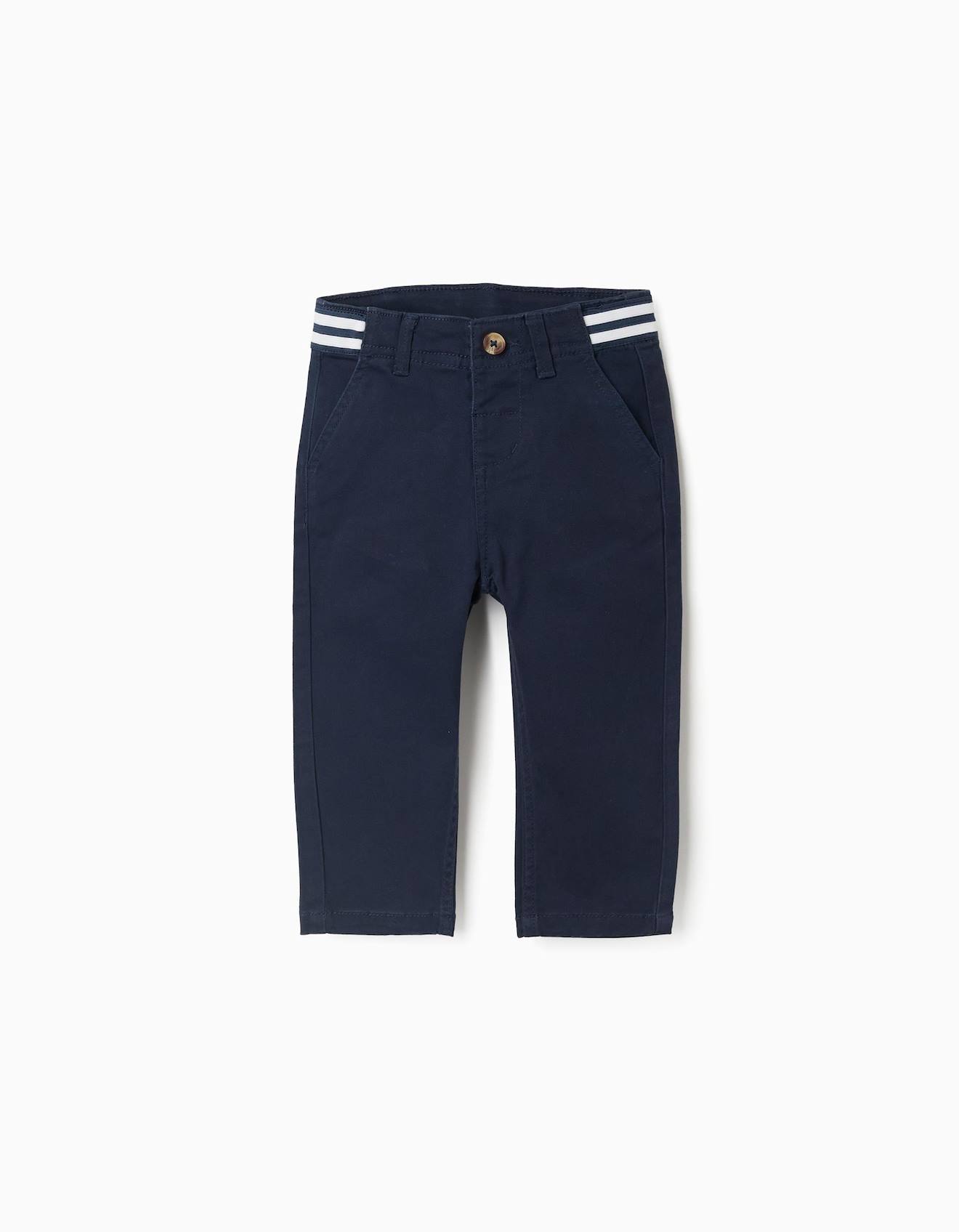 Pantalon Chino Slim En Serg Avec Bande Raye Bleu 17 €