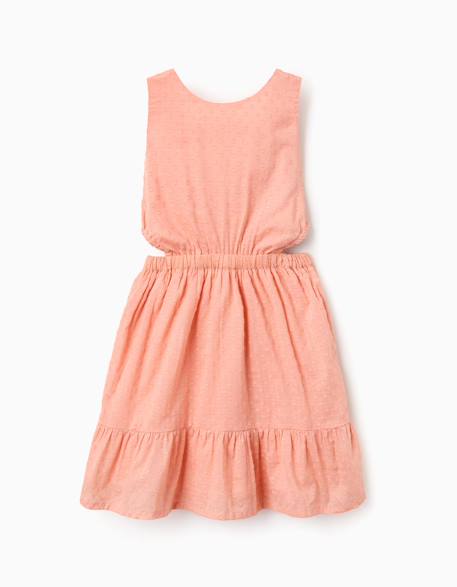 Fille-Robe-Robe en coton à pois suisses et découpes