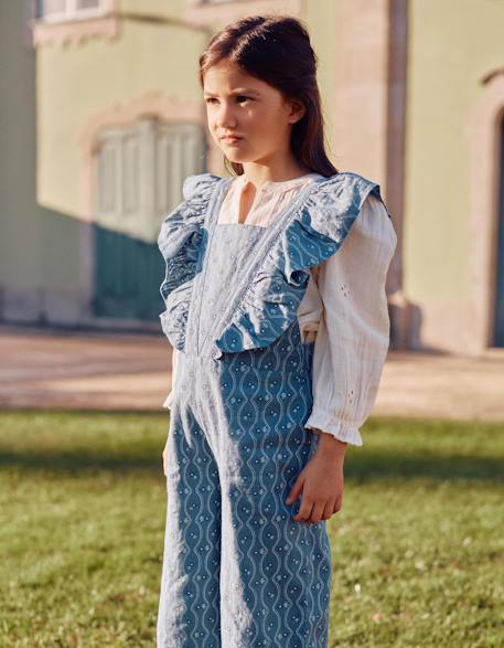 Fille-Salopette, combinaison-Combinaison en coton à volants et motif floral