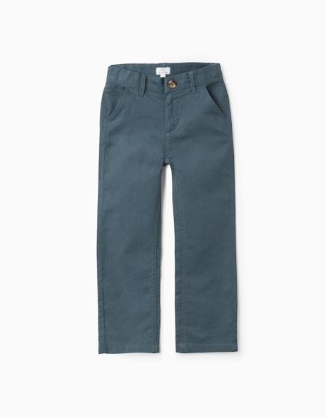 Garçon-Pantalon chino à coupe droite en lin et coton