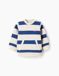 Sweat en coton rayé avec poche kangourou  - vertbaudet enfant
