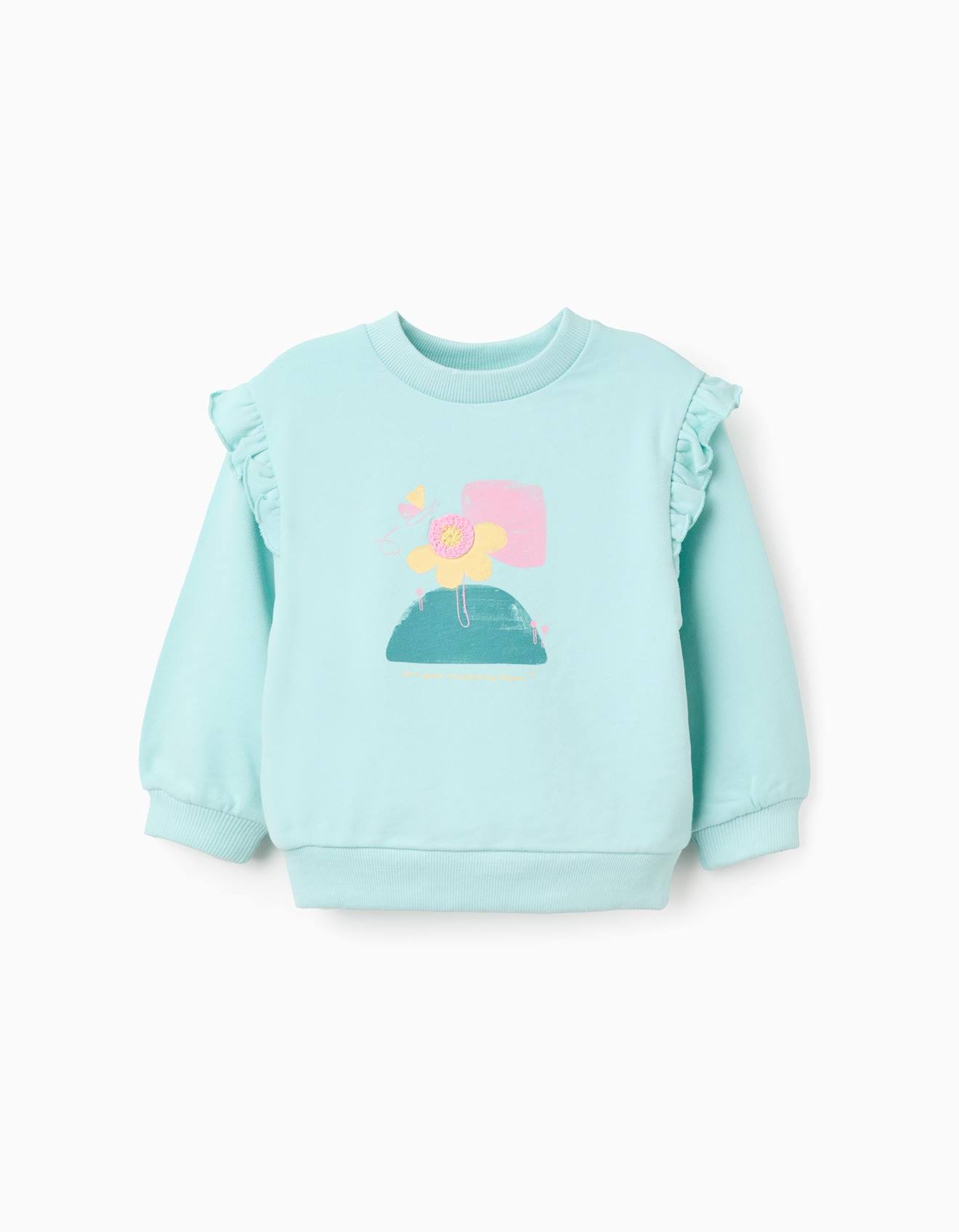 Sweat En Coton Avec Imprim Floral Et Volants Bleu Clair 23 €