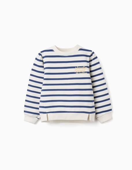 Sweat en coton à rayures et broderie  - vertbaudet enfant