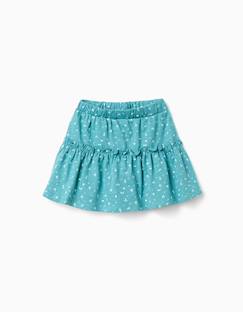 Jupe-short en coton à motif floral et volants  - vertbaudet enfant