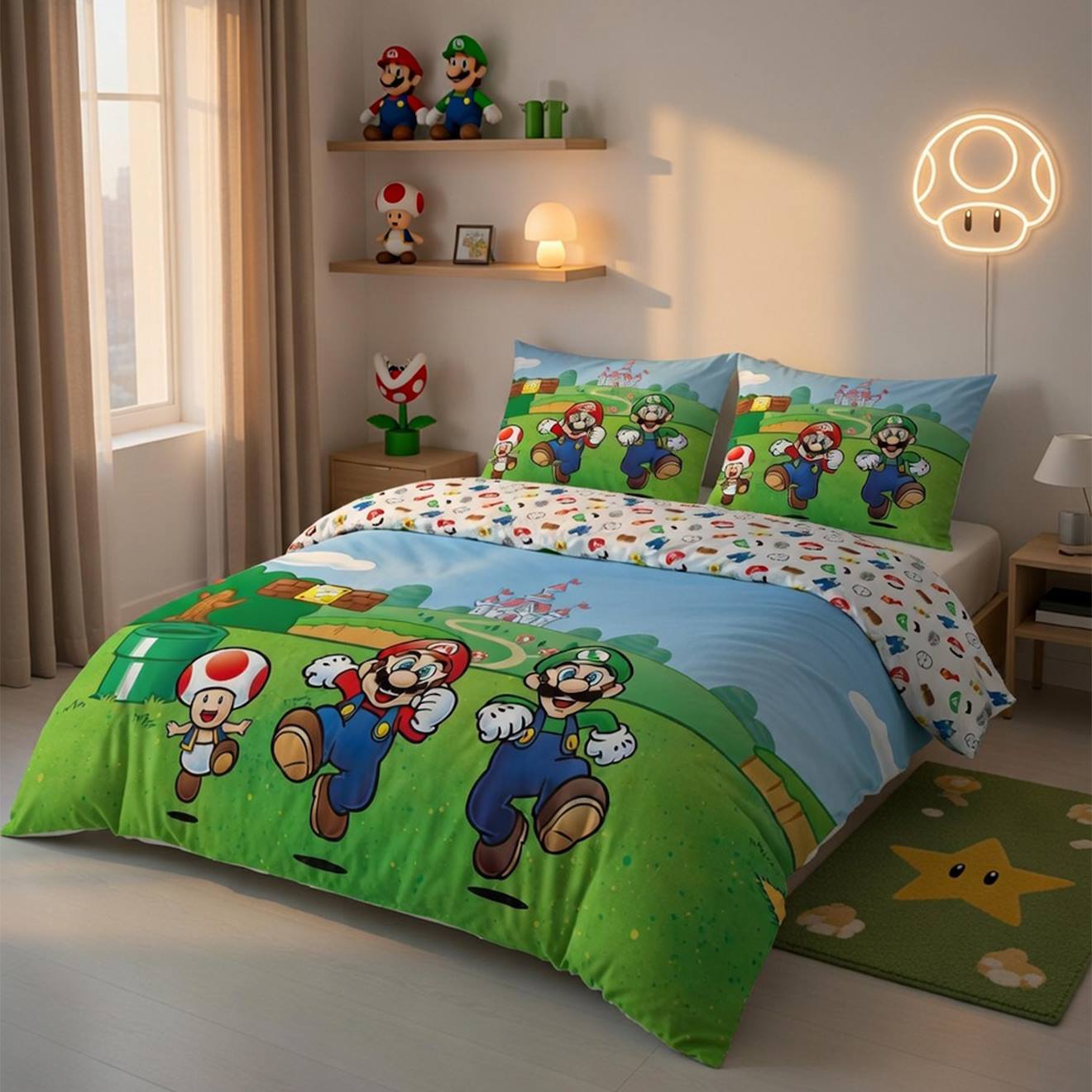 Housse De Couette Super Mario Coton Bleu