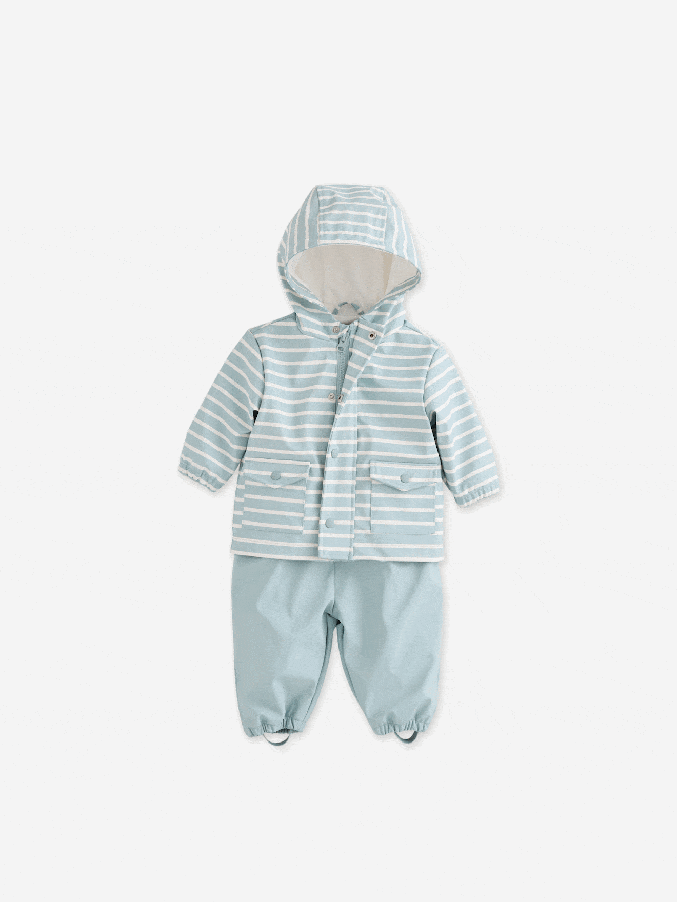 Ensemble pluie bébé garçon ciré et pantalon bleu grisé