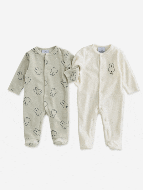 Miffy - Lot pyjamas naissance bébé mixte Miffy vert de gris