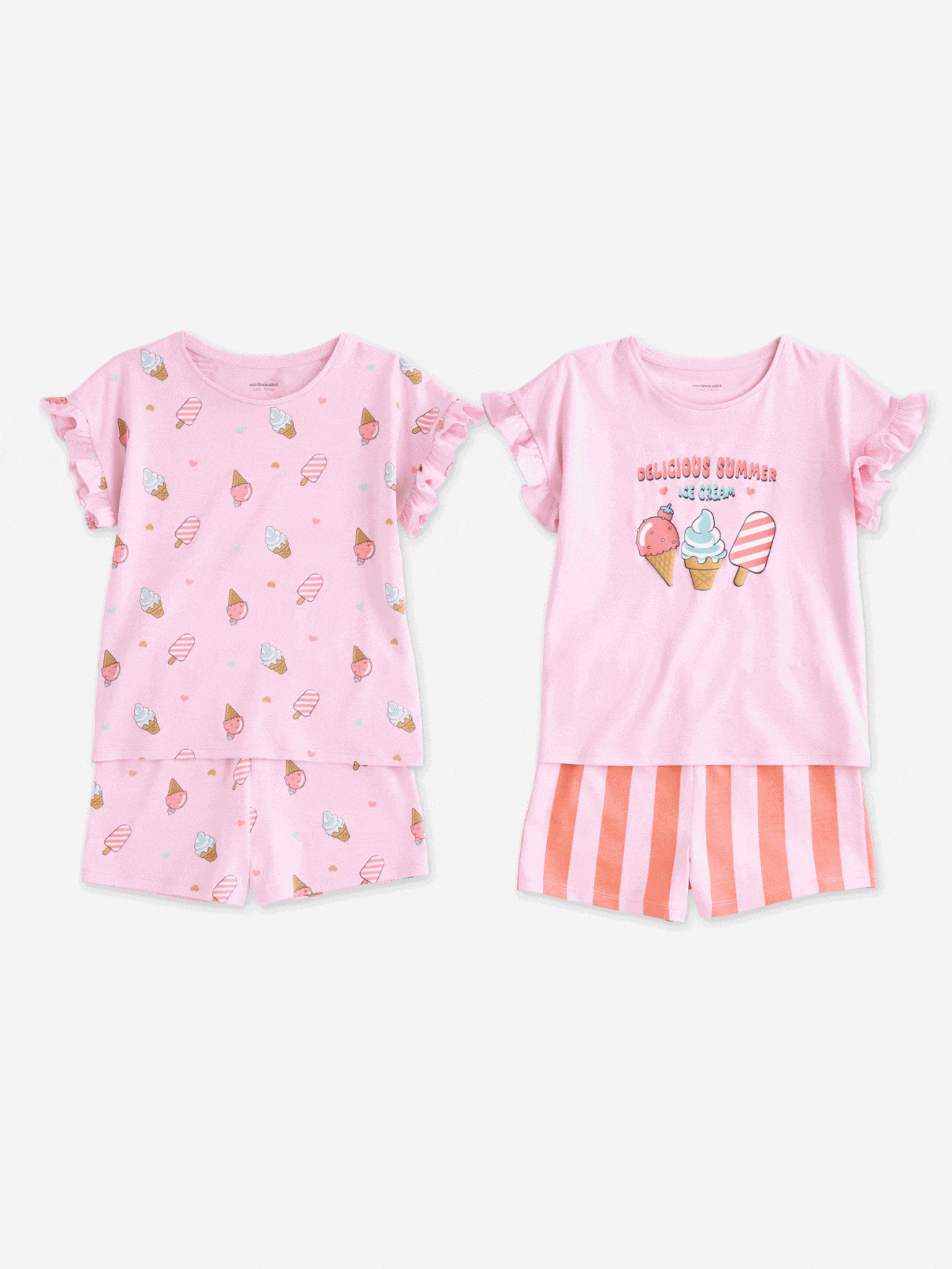 Lot 2 pyjashorts manches courtes fille rose
