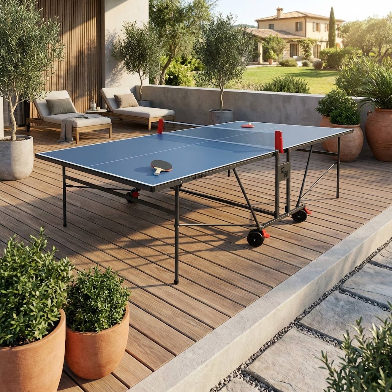 Table De Ping Pong Indoor, Avec 2 Raquettes Et 3 Balles, Utilisation Intérieure Bleu