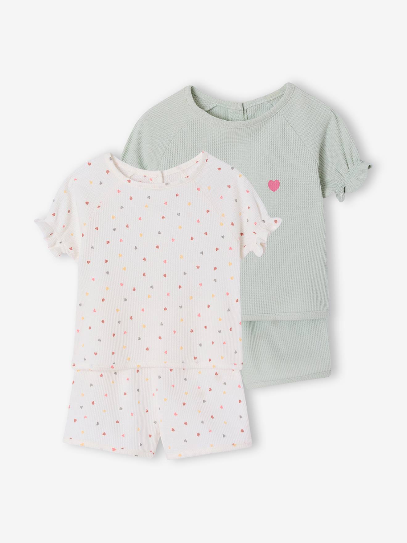 Lot 2 pyjashorts fille pratique vert sauge