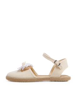 Chaussures-Chaussures fille 23-38-Espadrilles de cérémonie en lin avec nœud rustique