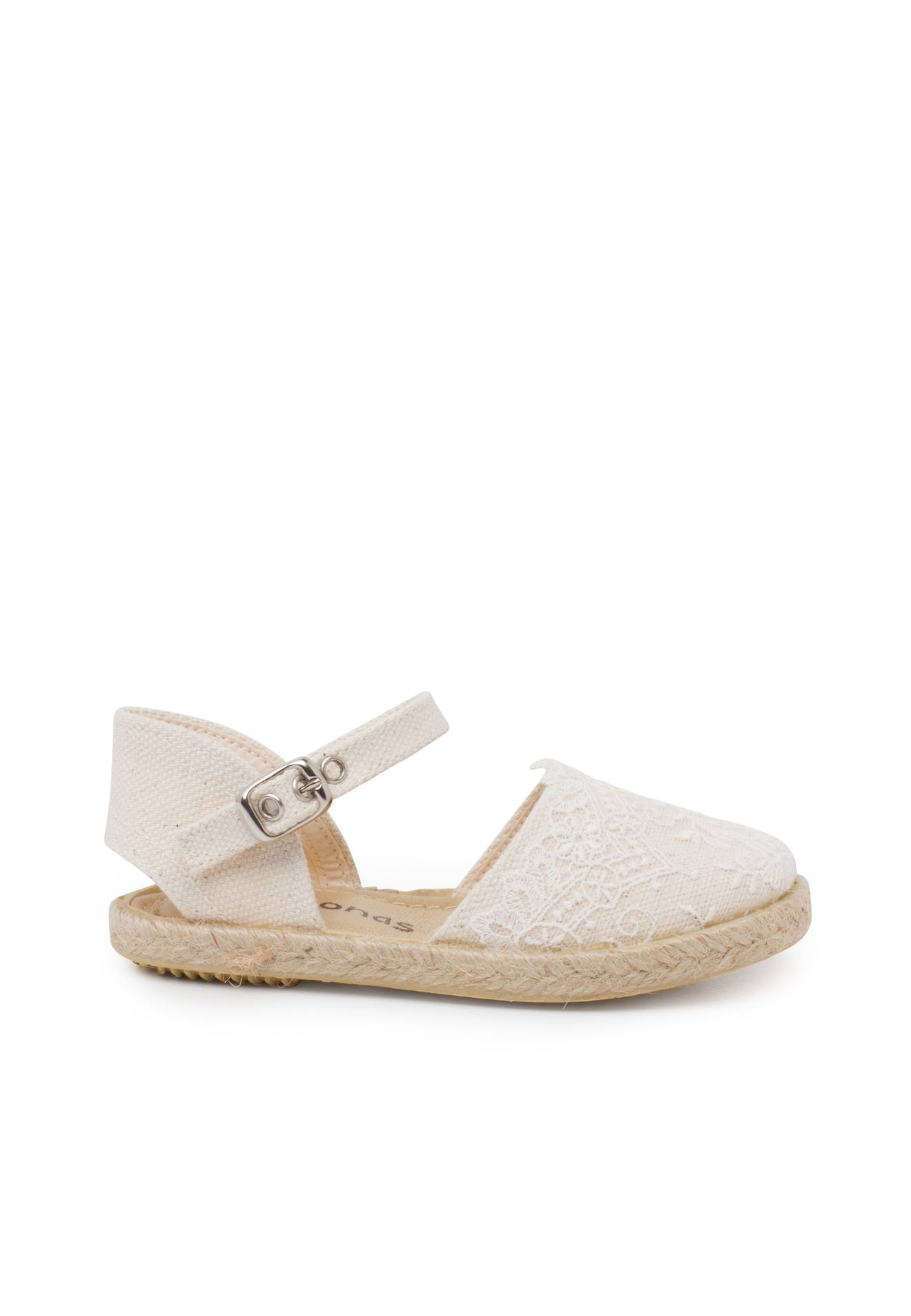 Espadrilles Fille Broderie Cérémonie Écru Espadrilles Fille Broderie Cérémonie Écru