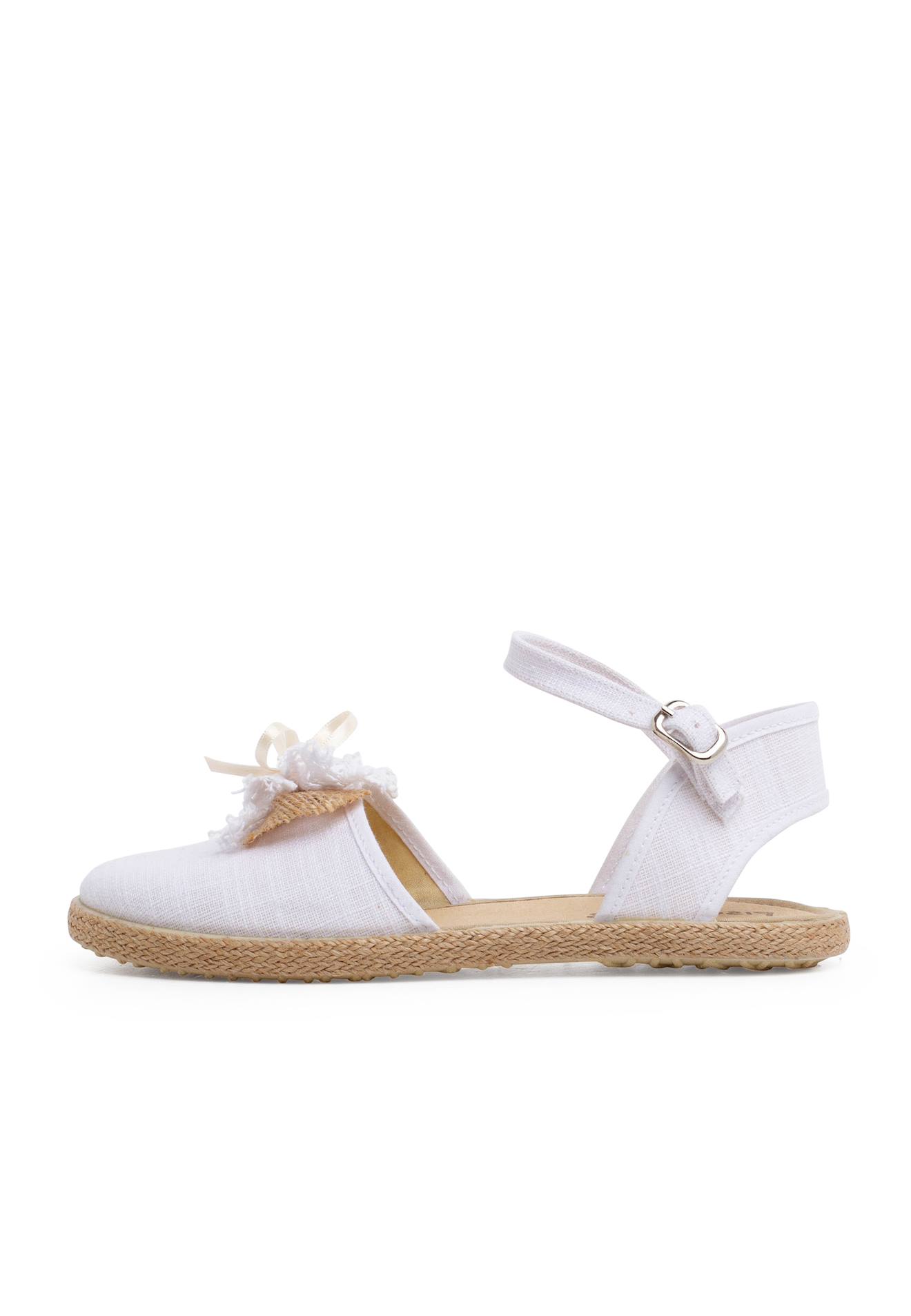 Espadrilles De Cérémonie En Lin Avec Nœud Rustique Blanc Espadrilles De Cérémonie En Lin Avec Nœud Rustique Blanc