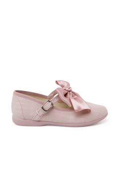 Chaussures-Chaussures babies cérémonie toile nœud satin